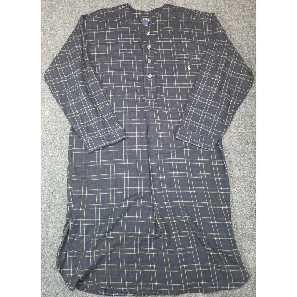Polo Ralph Lauren Robe Mens XL Blue Green Plaid Flannel